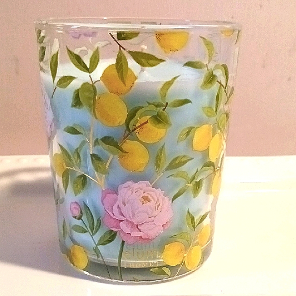 Gorgeous! Elum ⚜️ 'Lemoncello' 💐Floral Lemon 🍋Citrus Glass Candle Holder ⚜️